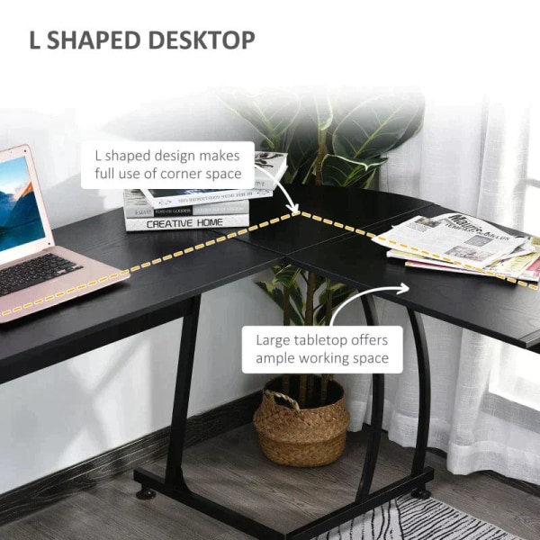 Rootz Computer Skrivebord - L Shape Skrivebord - Hjørne Display