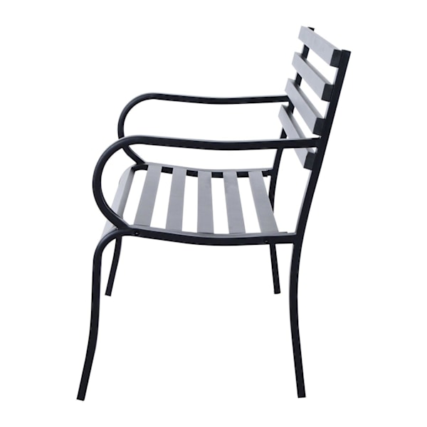 Rootz puutarhapenkki - 2-istuttava penkki - ulkopenkki - penkki - metallia - musta - 125 x 62 x 82 cm