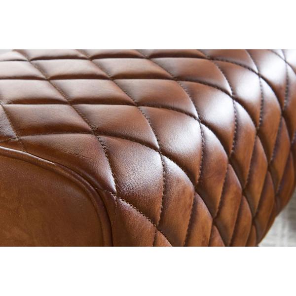 Rootz pall äkta läder - massivt trä 40x48x27 cm Modern fotpall - Turnbock läderpall brun - Liten pall Klädd träpall med läderöverdrag