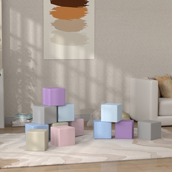 Rootz Soft Building Block Set - Pedagogiska skumblock - Färgglad spädbarnsleksak - Balans och koordinationsutveckling - 20cm x 20cm x 20cm