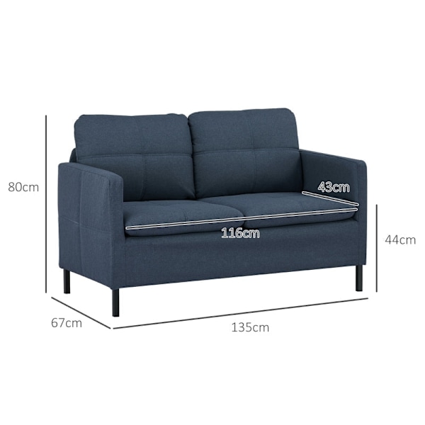 Rootz 2-sits soffa - Loveseat - Klädd soffa - Elegant design - 135L x 67W x 80H cm - Krämfärgad - Tyg i linne-look
