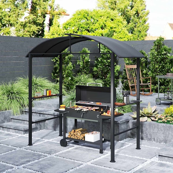 Rootz Grill Pavilion - Outdoor Shelter - BBQ Gazebo - Stålramar - Solskydd - 1,1 m x 2,3 m - Grå