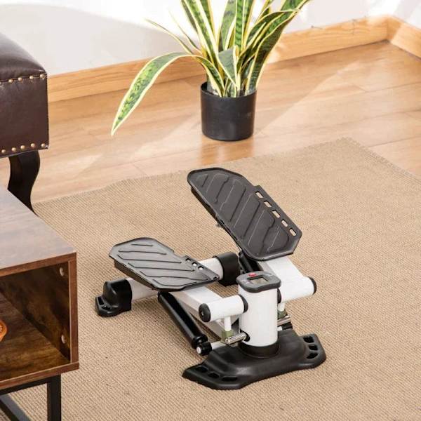 Rootz Mini Stepper - Mini Bike - Kuntoilupyörä - LCD-näyttö kahdella suurella polkimella - Metalli - ABS - Valkoinen/musta - 48 x 34 x 21 cm