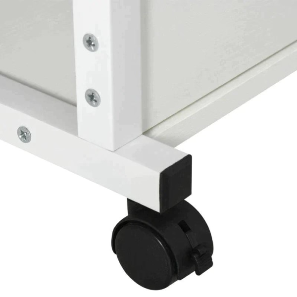 Rootz Sidebord - Sofabord Med Hjul - Sengebord Til Spisestue Stue - Højdejusterbar - 2 Nedre hylder - E1 Spånplade - Metal - Hvid - 80 x 40 x 72-82 cm