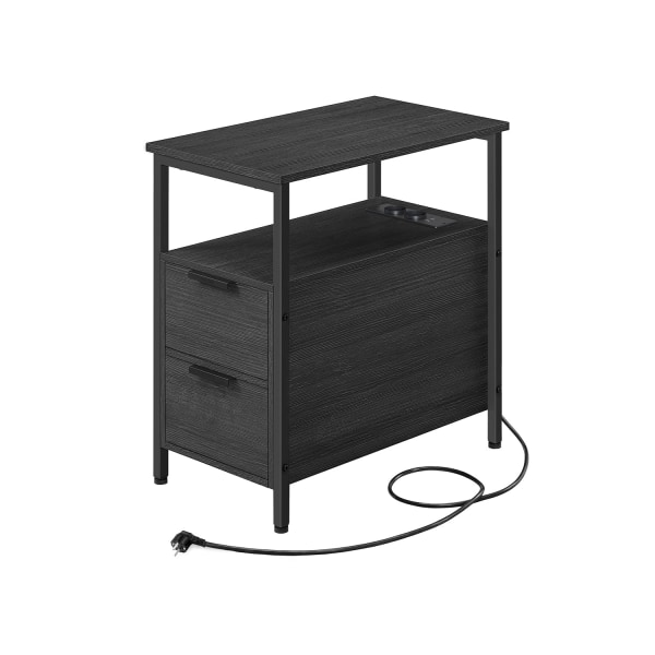 Rootz sidebord - endebord - natbord - spånplade og stålkonstruktion - antracitgrå og klassisk sort - 60 cm x 35 cm x 61 cm - Let og robust - Nem monte