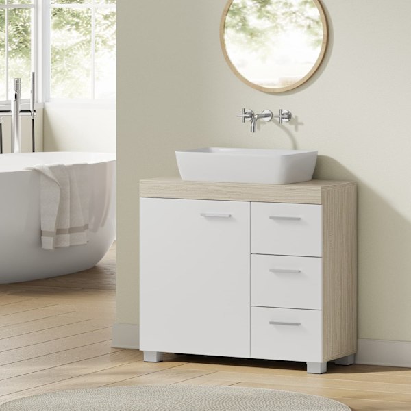 Rootz Sink Cabinet - Badeværelsesskab - Vanity Cabinet - 3 store skuffer - MDF - 30x70x64cm