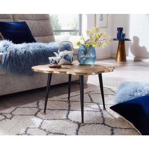 Rootz sohvapöytä alumiini puulevy 64x64x37 cm sohvapöytä metalli kulta - Design olohuoneen pöytä pyöreä - Pieni sohvapöytä Moderni - Sivupöytä sivupöy