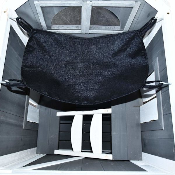 Rootz Cat House - harmaa, valkoinen - kuusipuu, asfaltti - 23,22 cm x 21,65 cm x 42,91 cm