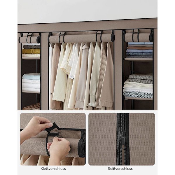 Rootz stofskab - Garderobeskabe - Opbevaringsenhed - Ikke-vævet stof - Metalrør - PP plastikforbindelse - Taupe - 45cm x 150cm x 175cm