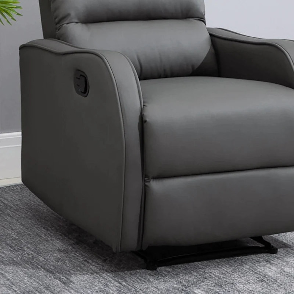 Rootz Relax Stol - Fotstöd - Vilstol - Utfällbart fotstöd - Vardagsrum eller kontor - konstläder - Mörkgrå - 89L x 65W x 100H cm