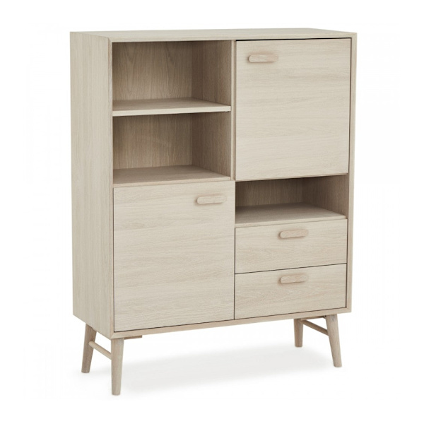 Rootz Highboard - Förvaringsskåp - Skänk - Massiv ek och faner - Tyst Soft-Close - Gott om förvaring - Tidlös design - 40cm x 100cm x 130cm