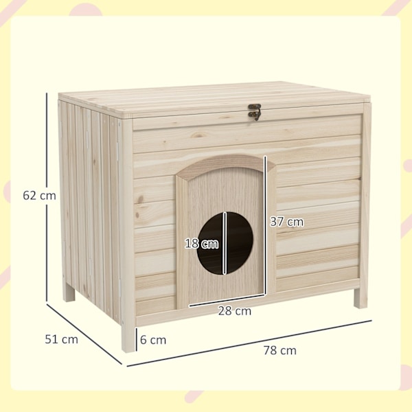 Rootz Small Pet House - Cat Shelter - Dwarf Rabbit Abode - Foldbar Wood - 78cm x 51 cm x 62 cm
