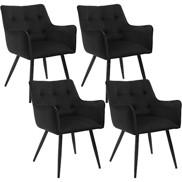 Rootz Velvet Dining Chair Set med 4 - Eleganta stolar - Bekväma sittplatser - Högdensitetsskum - Robust metallram - Ergonomisk design - 57cm x 80cm x