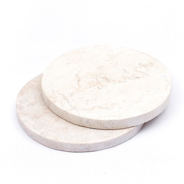 Rootz Round Marble Coasters Set med 4 eller 8 Handgjorda RANUKA (vit) 8er-Set