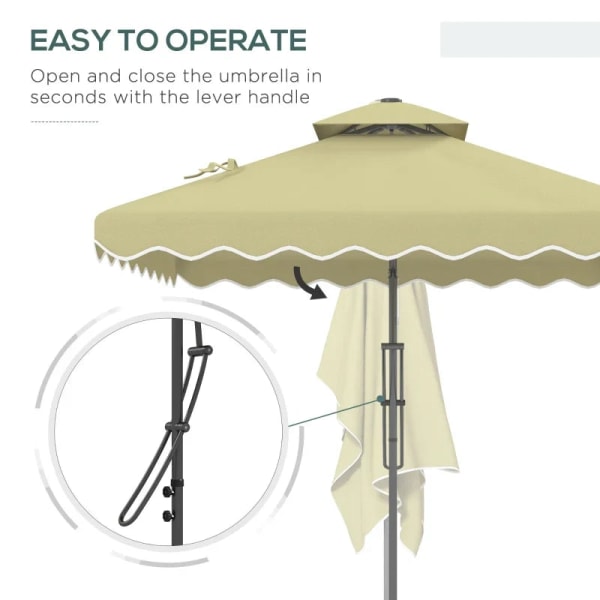 Rootz Parasols Paraply - Cantilever Paraply - Dekorativ kant - Ventilationskapell - Offset design - Paraplytak - Metall-polyester - Beige - 2,4x2,4x2,
