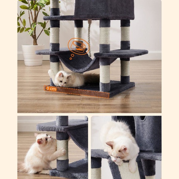 Rootz Cat Tree - Skrapstolpe - Cat Climbing Tree - Cat Activity Tree - Cat Play Tree - Modern Cat Tree - Cat Tree House - Spånskiva - Plysch - Sisal -