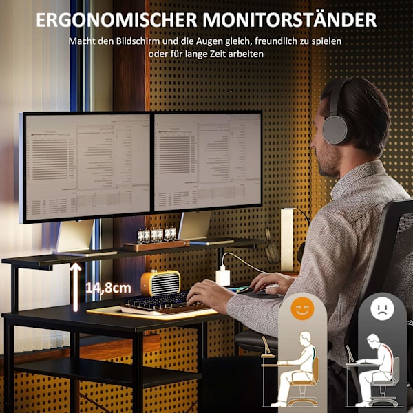 Rootz L Form Desk - Corner Computer Desk - Ergonomic Office Table - Laddningsstation - 137 cm x 140 cm x 139,5 cm