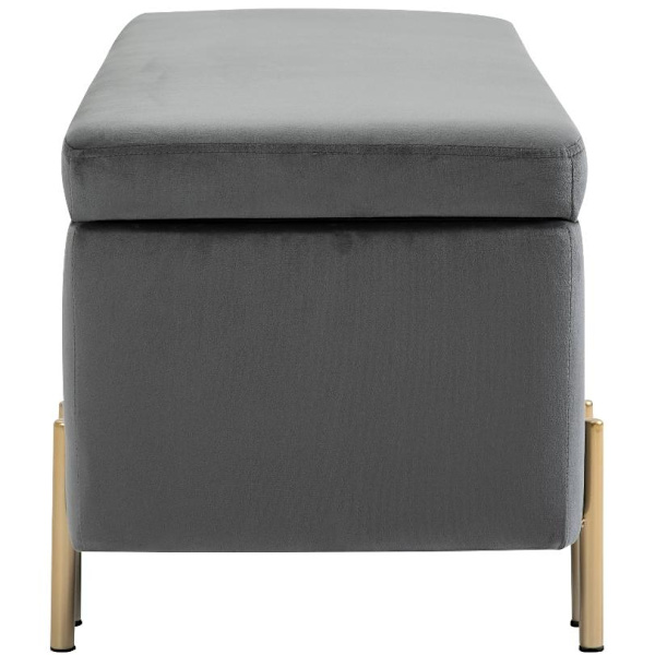 Rootz Hocker - Fotpall - Pall - Förvaringsutrymme - Klädd - Mörkgrå - Järn - 100 x 40 x 42 cm