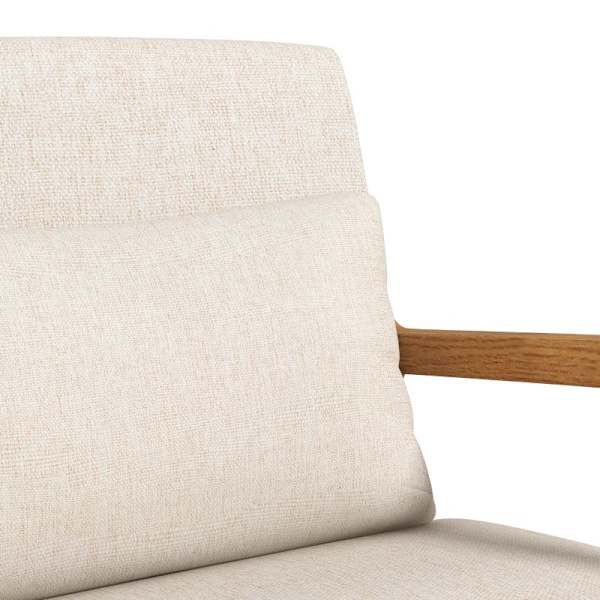 Rootz gungstol - Retrodesign - Gummiträ - Imiterat linne - Flerskiktsbräda - Beige + Brun - 64,5 cm x 92 cm x 81,5 cm
