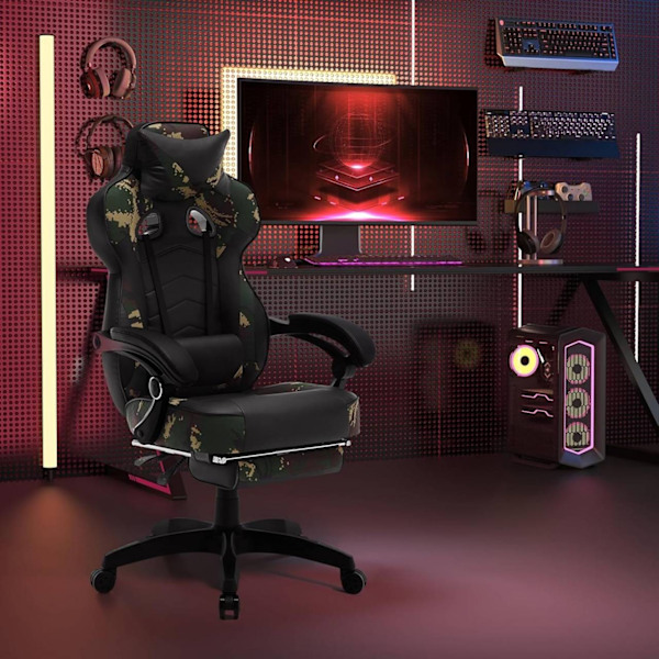 Rootz Gaming Chair - Kontorstol - Racerstol - Justerbar i højden og tilbagelænet - Ergonomisk design - 121-128cm x 56cm x 46cm