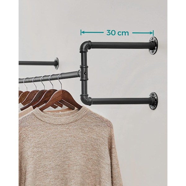 Rootz 2 -bitar väggkläder barer set - hängande skenor - plaggarrangörer - 60 kg lastkapacitet - 110 cm x 30 cm x 29,3 cm