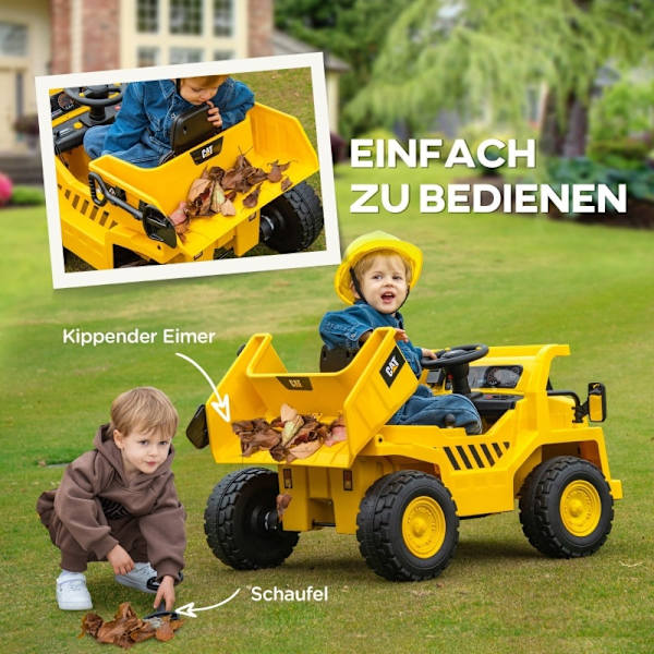 Rootz elektrisk kørende gravemaskine - Caterpillar hjullæsser - Fjernbetjent lastbil - Ægte lydeffekter - Forlygter - 110 cm x 70,5 cm x 61,5 cm
