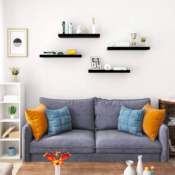 Rootz Set med 2 vägghyllor - Displayhyllor - Förvaringsställ - Slitstark MDF- och PVC-faner - Fuktbeständig - Enkel installation - Mångsidig användnin