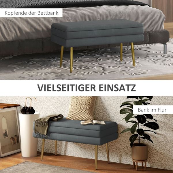 Rootz polstret opbevaringsbænk - Accentbænk - Siddebænk - Moderne Scandi Design - Rigelig opbevaring - Komfortable siddepladser - 79,5 cm x 37,5 cm x
