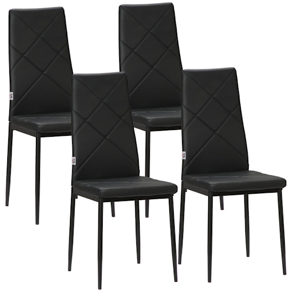 Rootz Set med 4 matsalsstolar - Köksstolar - Modern design - Optimalt stöd - Maximal komfort - Hållbar och robust - 41cm x 50cm x 97cm - Svart
