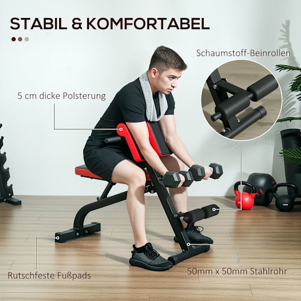 Rootz Multifunktionell justerbar viktbänk - Fitness Bench - Curl Station - Foldbar rymdsparare - 103 cm x 65 cm x 67-98 cm