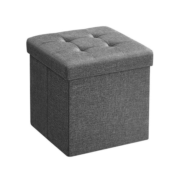 Rootz-jakkara - Säilytystilalla varustettu jakkara - Säilytys ottomaani - Jakkara säilytystilalla - Piilotettu säilytysjakkara - Tummanharmaa - 30 x 3