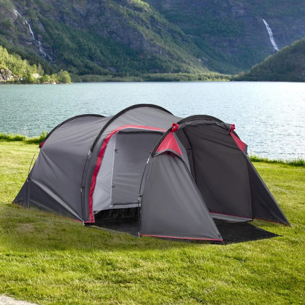 Rootz Camping Teltta - Pop Up -teltta - 2-3 henkilöä - Eteinen - Makuutila - Vedenpitävä - Kantokassi - Polyesteri-lasikuitu - Tummanharmaa - 426L x 2