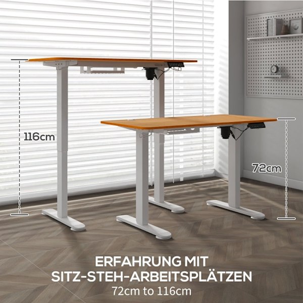 Rootz elektriskt stående skrivbord - Justerbar i höjdled - Minnesfunktion - Undvik kollision - 120 cm x 60 cm - Spånskiva och stål - Naturlig färg