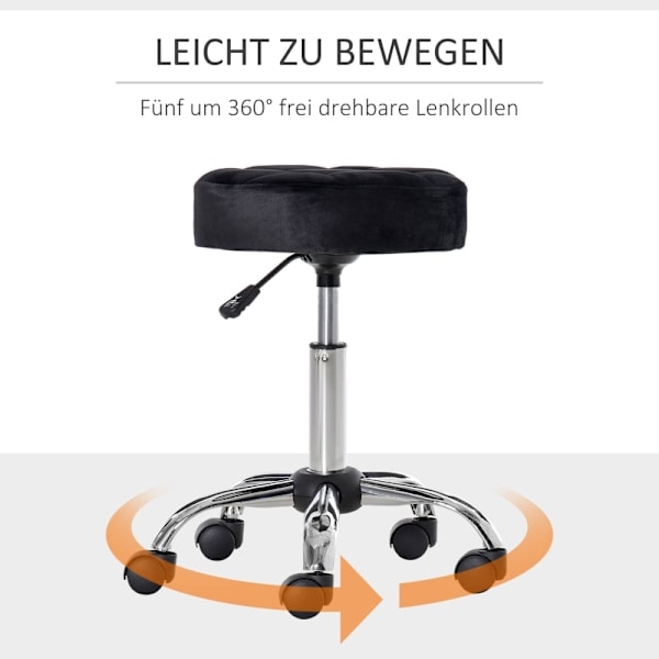Rootz Salon Pall - Vridbar pall - Sammetsöverdrag - 360 graders hjul - Justerbar i höjdled - 35cm x 49-61cm - Elegant design