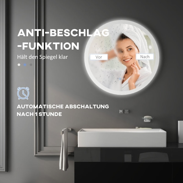 Rootz LED badrumsspegel - Väggmonterad sminkspegel - Justerbar ljusstyrka - Minnesfunktion - Immskydd - IP44 - 60cm x 3cm