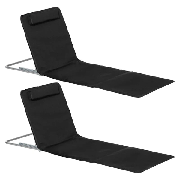Rootz Beach Solstol - Solstol - Trädgårdssäng - Fällbart justerbart ryggstöd - Sidoficka - PE-tyg - EPE Ull - Svart - 48cm x 134cm x 33-43cm