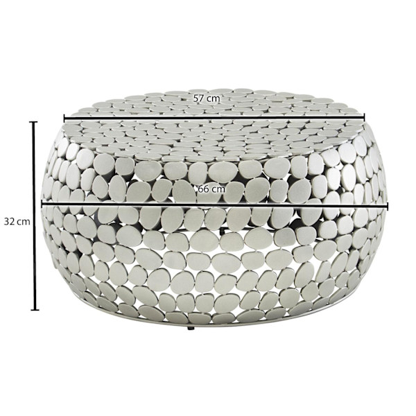 Rootz sofabord metal sølv 66x66x32 cm sofabord aluminium - Design stuebord rundt - Lille sofabord Moderne - Sidebord sidebord stue
