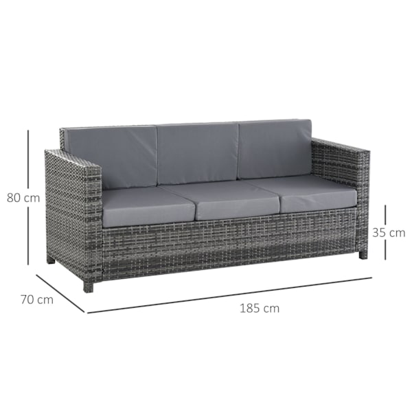 Nancy's Fort Atkinson Bank - 3-Zits Loungebank - Poly Rotan Bank - Metaal - Grijs