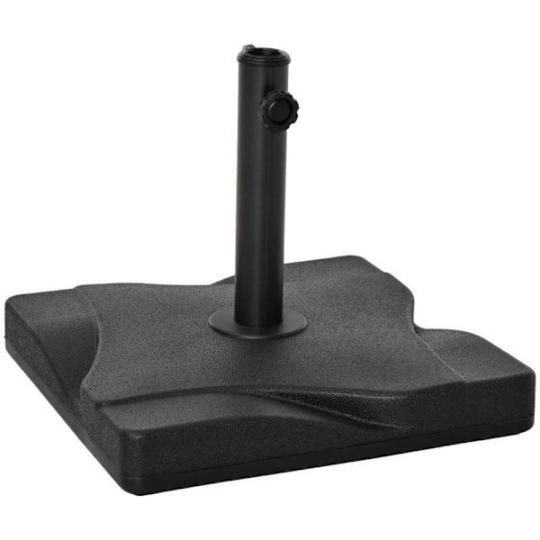 Rootz Parasolstativ - Parasolfod - 20 kg Parasolstativ til parasol - Parasolstænger - Parasolstativ til have - Balkon - Cement - Sort - 41,5 x 41,5