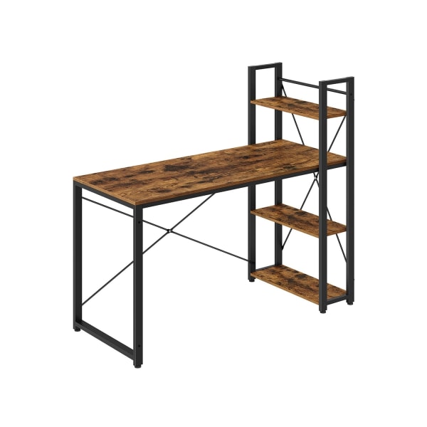Rootz Vintage brun-sort skrivebord - Spånpladebord - Skrivebord i stål - Rummelig arbejdsflade - Robust konstruktion - Nem montering - 56 cm x 137 cm