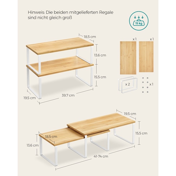 Rootz 2-delad tårtställ - Cupcakeställ - Dessertdisplay - Metall- och trämaterial - Molnvit-Naturlig Beige - 19,5 cm x 29,7 cm x 15,5 cm - 18,5 cm x 2