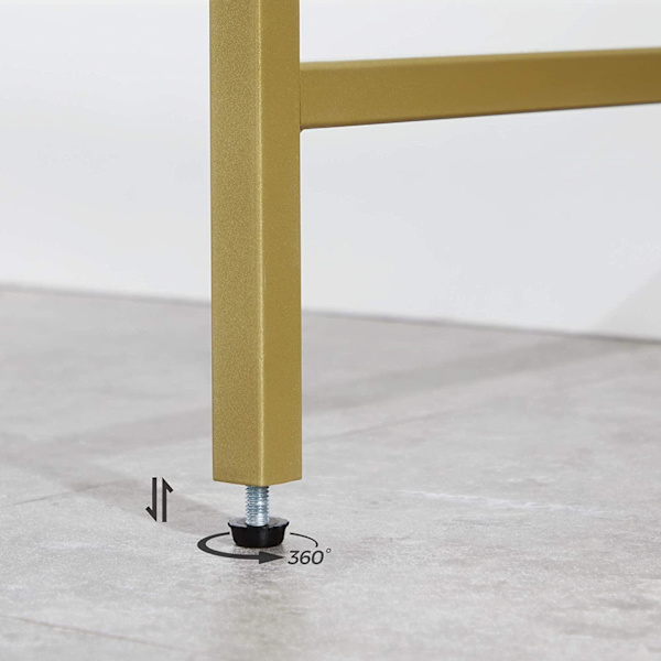 Rootz Konsolbord - Sidebord - 2 niveauer - Hærdet glas - Metalstel - Justerbare ben - Guld - 100 x 35 x 80 cm