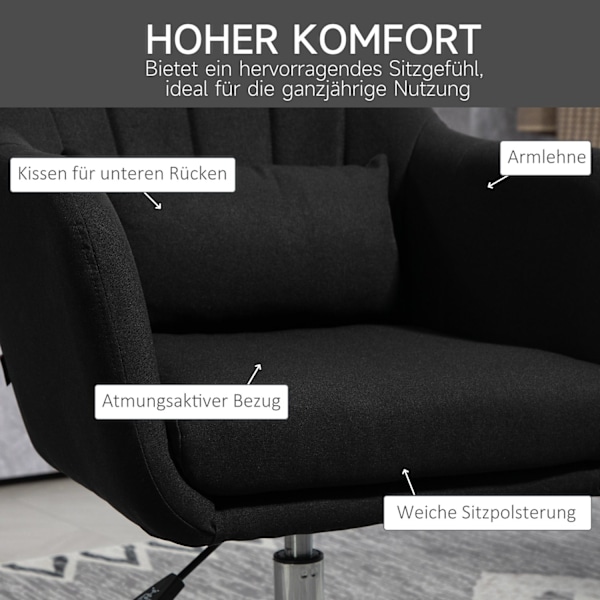 Rootz Swivel Office Stol - Højdejusterbar - Roterende lænestol - Maksimal komfort - 60 cm x 60 cm x 79-91 cm - Sort