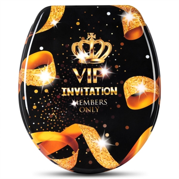 Rootz Toalettsits - Toalettlock - Toalettöverdrag - WC Top - Badrumssits - Loo Shield - Throne Cap - Guld VIP - 18,9x15,4x2,6 tum