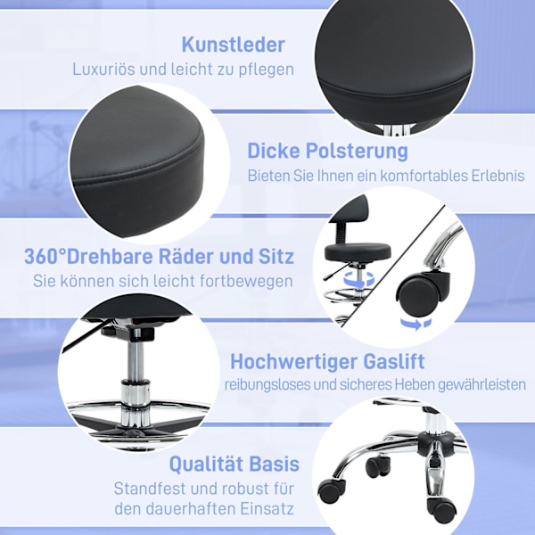 Rootz Ergonomic Office Chair - Compact Swivel Chair - Höjd justerbar stol - Vattentät läder - 52 cm x 52 cm x 78-92 cm