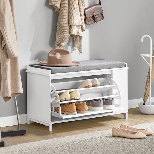 Rootz skoskab med bænk - Skoorganisator - Opbevaringsbænk - Komfortable siddepladser - Alsidig opbevaring - Holdbar MDF og metalkonstruktion - 82 cm x