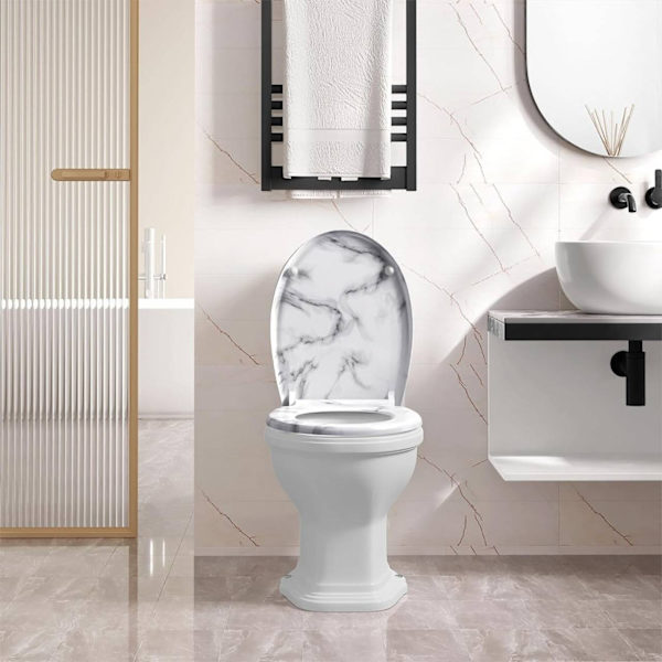 Rootz Thermoset O-formet toiletsæde - Soft Close Låg - Quick Release - Rustfrit stål Hængsler - Antibakteriel - 37cm x 47,5cm