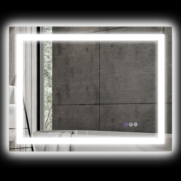 Rootz LED-badrumsspegel - Väggmonterad sminkspegel - Sminkspegel - Justerbar belysning - Anti-dimteknik - 80cm x 60cm x 4cm