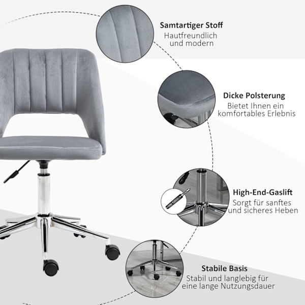 Rootz Højde Justerbar skrivebordstol - Drejekontorstol - Arbejdsstol - Ergonomisk komfort - 49 x 60 x 79-91 cm, mørkegrå