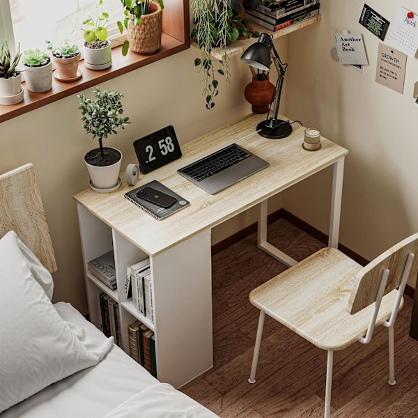 Rootz Compact Computer Desk - Small Office Desk - Moderne arbejdsområde -bord - Opbevaringsrum - 100 x 54 x 75 cm